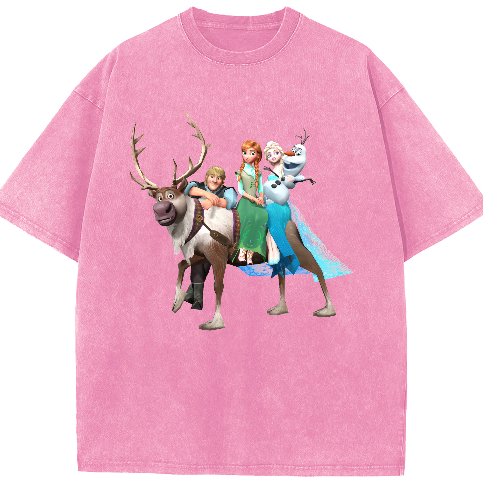 （画像用） アナと雪の女王 アンナ エルサ Frozen Anna Elsa 綿100% ヴィンテージ風 半袖Tシャツ（フロントプリント）